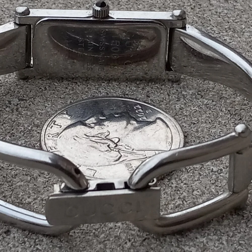Gucci Silver & Black, Swiss Made, Quartz Ladies Watch